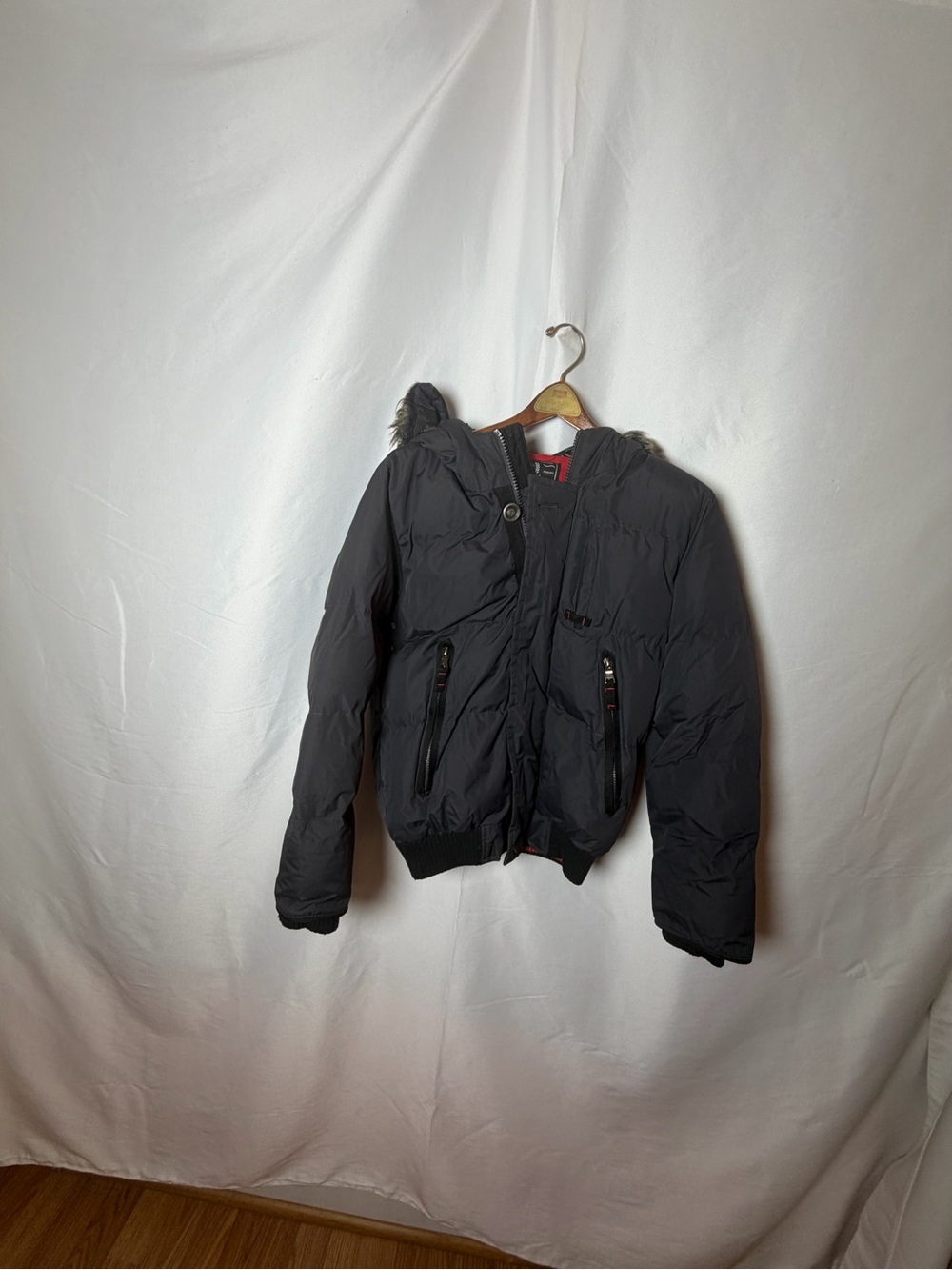 Kids Black Hooded Puffer Jacket